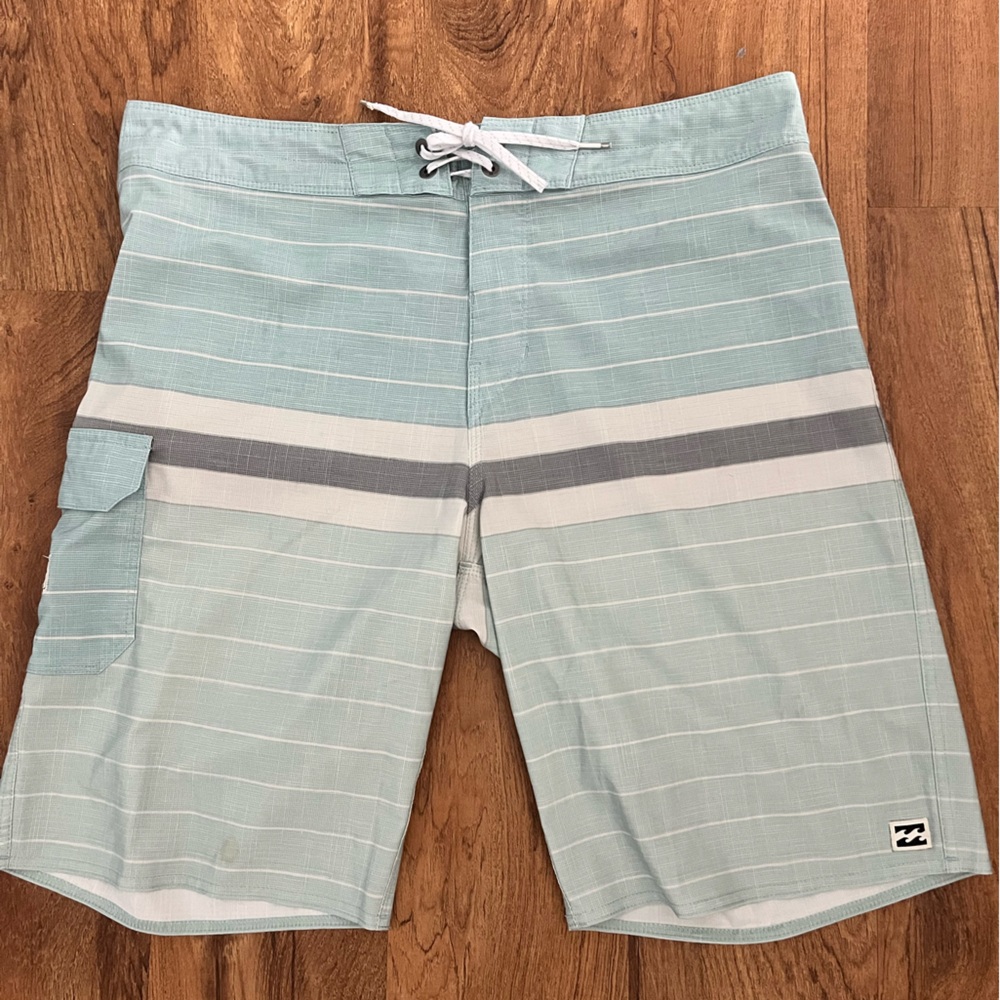 Billabong Men's Aqua and Gray Swim Shorts